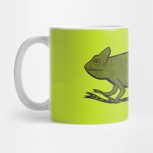 Chameleon Ink Art - cool animal design - on vibrant yellow green Mug